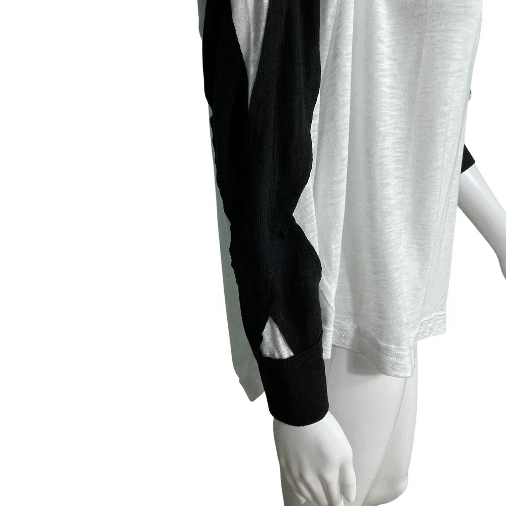 FP Movement Womens M Black White Oversized Colorblock Slub Knit Long Sleeve Top - Picture 4 of 7
